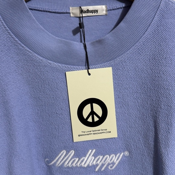 RARE Madhappy Terrycloth Crop Crewneck Pullover Sweatshirt Purple Women’s Size M - Picture 7 of 7